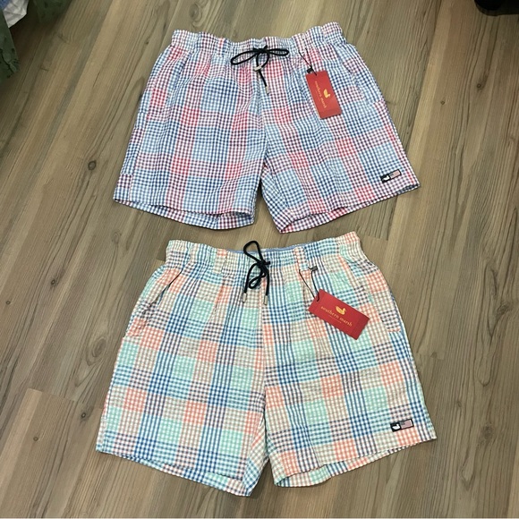 2 Southern Marsh Dockside Seersucker Swim Trunks Size S NWT